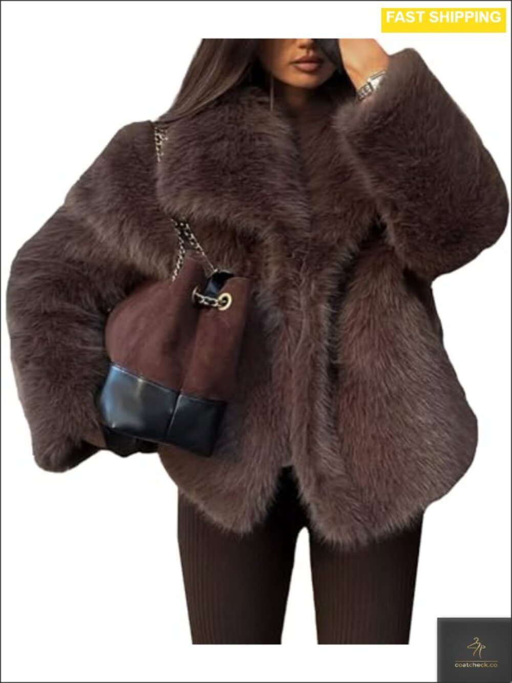 Faux Fur Coat Fluffy Lapel Long Sleeve Open Front Winter Warm Jacket